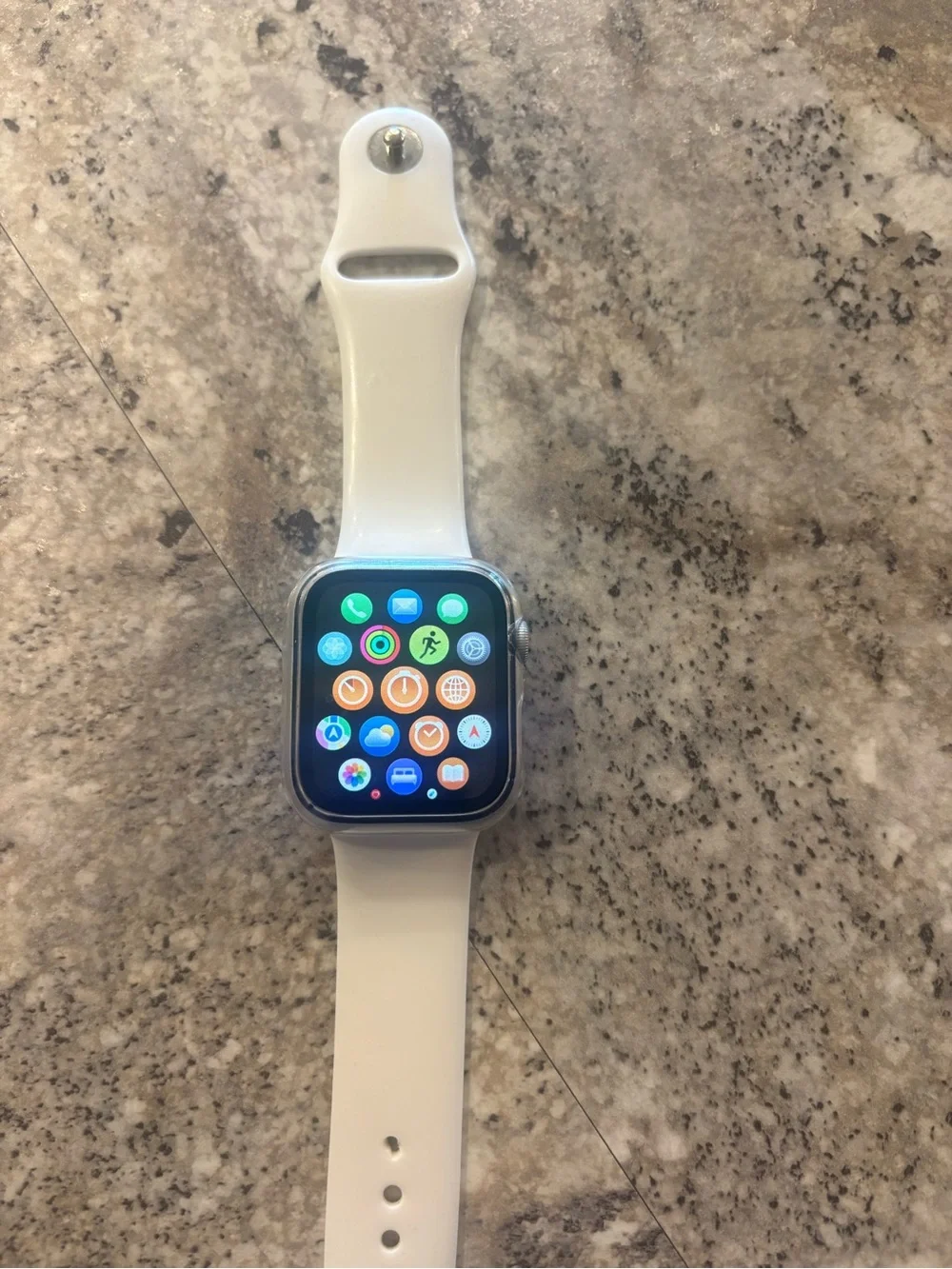 Apple Watch Silver Case with White Sport Band